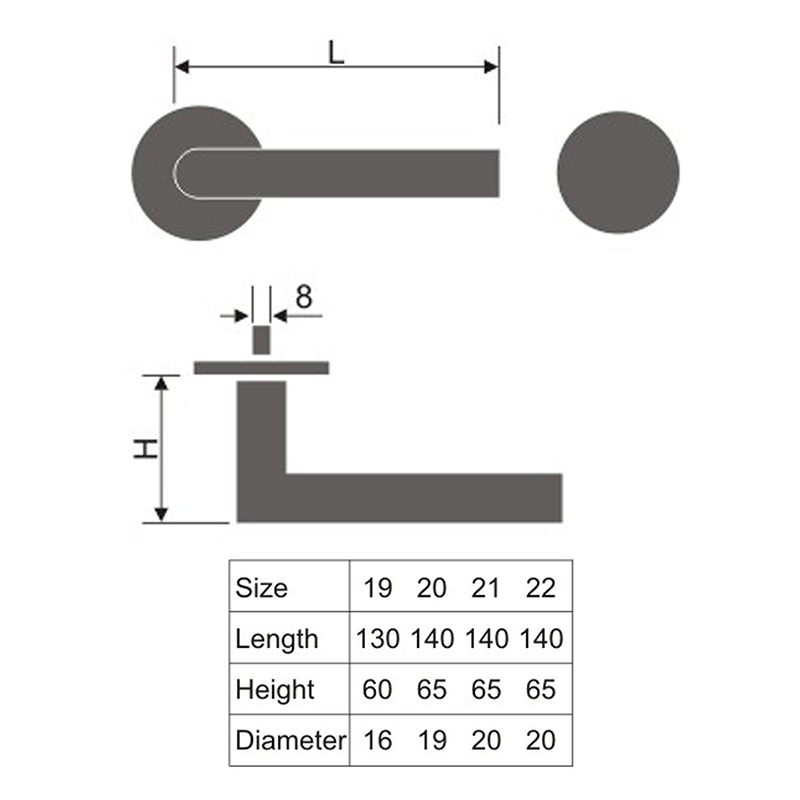 HH001 Round Rose Door Handle