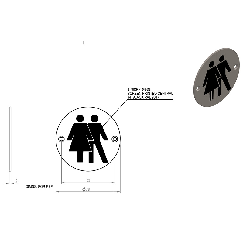 Unisex Toilet Door Sign